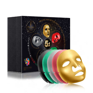 5 u 1 Sheet Maske| Zlatna, Srebrna, Crvena, Zelena i Crna | Set od 16 Komada Predire Paris Srbija